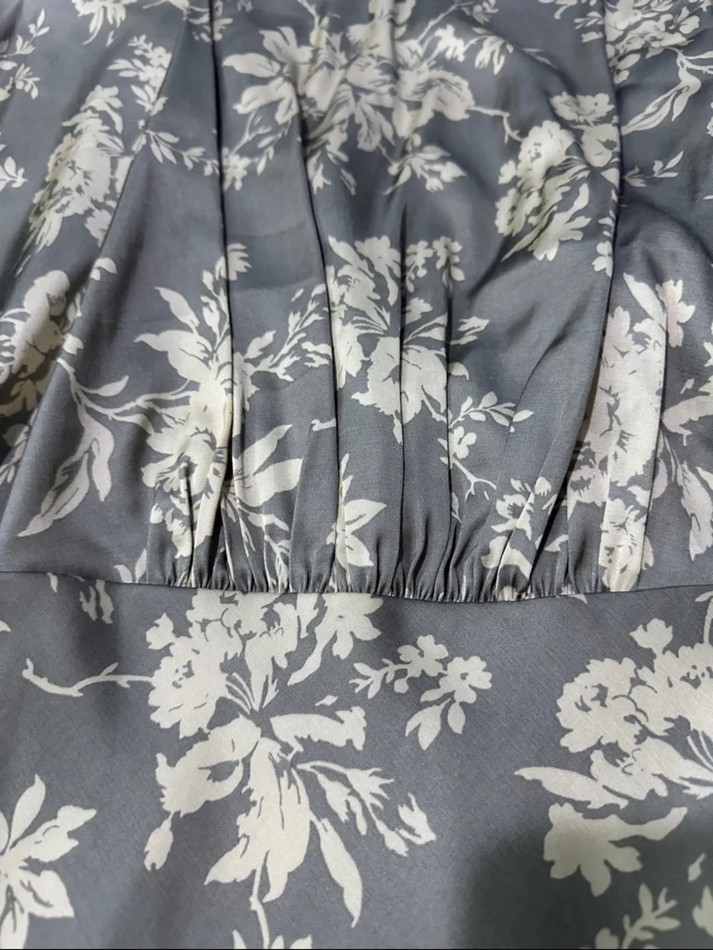 Abercrombie & Fitch Gray Satin Maxi Dress with Cream Floral Print